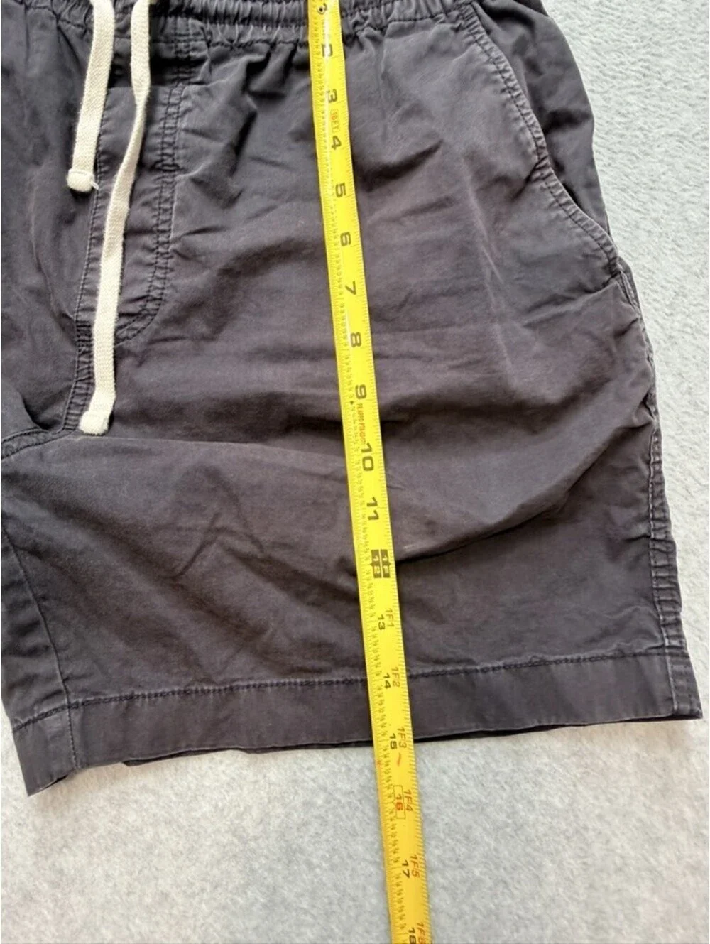 J Crew Mens Drawstring Shorts L Charcoal Gray Cotton Stretch Casual